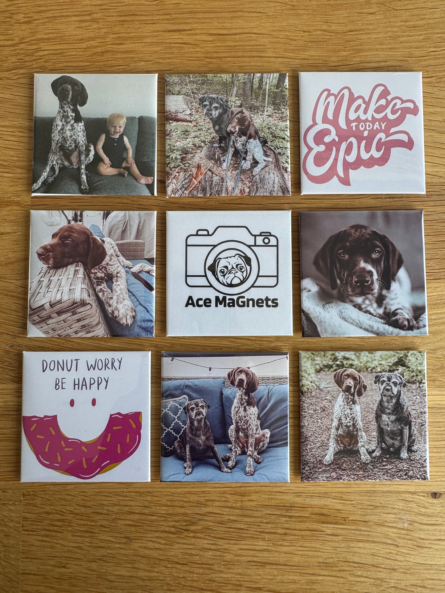 9 pack of 2.5"x2.5" Photo Magnets