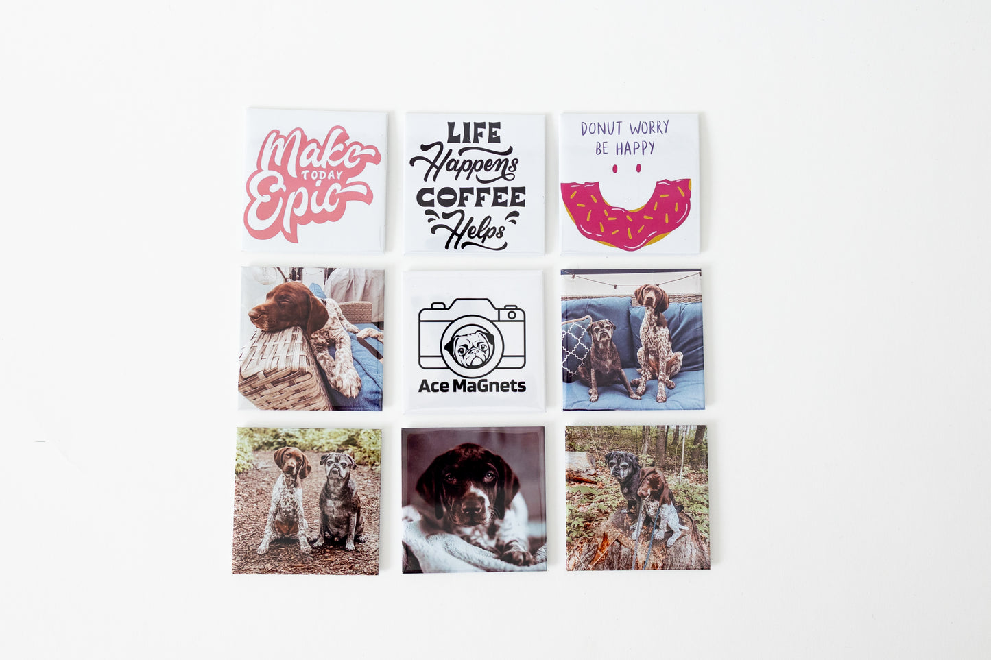 9 pack of 2.5"x2.5" Photo Magnets